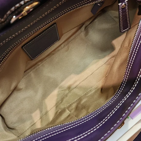 Coach Hamptons Purple Leather Satchel - Picture 4 of 12